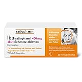 IBU-ratiopharm 400 mg akut Schmerztabletten: Der Allrounder bei Schmerzen und Fieber. Wirkstoff: Ibuprofen, 50 Filmtab