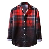 D-Rings Herren Kariertes Hemd Langarm Regular Fit Basic Freizeithemd Herrenhemden Business Hemden für Männer Muskellinie Slim Fit Hemden Herrenhemden Männer F