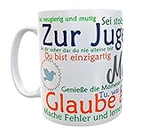 Kilala Tasse Jugendweihe Geschenk Sprüche mit Name Kaffeetasse personalisiert Wunschname Geschenkidee Anker Taub