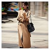 XUXFANG. Herbst und Winter, dünnes Temperament-Wasser-Welligkeit doppelseitig, Wollmantel außerhalb (Color : Camel, Size : M)