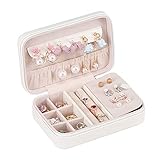 luckxuan Schmuckkasten Tragbare Reiseschmuck-Box-Organizer mit Reißverschluss,Kleiner Reise-Schmuck-Fall für Frauen-Speicher-Ohrring,Ring,Halskette Schmuckkästen (Color : White)