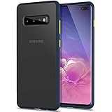 YATWIN Kompatibel mit Samsung Galaxy S10 Plus Hülle, [Shockproof Style] Matte Oberfläche Translucent PC Rückschale Handyhülle S10 Plus/S10+, TPU Stoßfest Hardcase[Niemals Gelbfärbung], Dunkelb