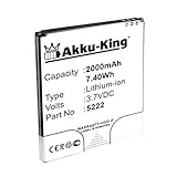 Akku-King Akku kompatibel mit Wiko 5222 - Li-Ion 2000mAh - für Rainbow J