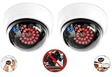 2X professionelle Domkameras Dummy mit 25 Led IR Stahler Kamera Attrappe mit Objektiv Videoüberwachung Warensicherung