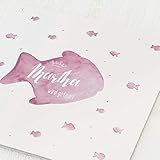 sendmoments Taufeinladungen Rosa Fische, Taufe Einladungen personalisiert mit Text, Einladung Taufkarten 5er Klappkarten-Set C6, Taufe Einladungskarten Set optional mit Design Umschläg