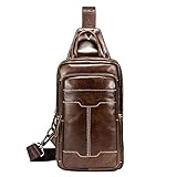 GPWDSN Herren Brusttaschen Sling Bag Herren Leder Brusttasche Herren Anhängertaschen Bust Bags Geldbörse Wandern Reisen Wandern (Braun,Einheitsgröße)