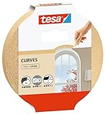 tesa Malerband KURVEN - Kurvenband mit extra starkem Krepp zum Abkleben von Rundungen und unregelmäßigen Formen - für raue und glatte Oberflächen - 25 m x 25