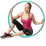 HiMont Hula Hoop Reifen Erwachsene, Fitness Hula Hoop Reifen mit Edelstahlkern, 8-Teiliger Abnehmbarer Hula Hoop & Gewichtsverstellbar, Geeignet für Gewichtsverlust, Körperformung, Anfäng