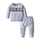 Planooar Babykleidung Set Baby Jungen Kleidung Outfit Langarm Briefdruck T-Shirt Top + Hose Bekleidung (9-12 Monate) G