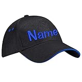 Nashville print factory Ultimate 5-Panel Cap Sandwich Peak Bestickt mit Name/Text Mütze Cappy Basecap (Black/Bright Royal)
