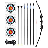 aleawol Pfeil und Bogen Set Bogenschießen Set Erwachsene Recurve Bogen Bogenschießen Langbogen Outdoor Jagd Anfänger Bogen Kit mit Armguard für Linke und Rechte Hand Geeig