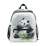 Rucksack für Kleinkinder, Wasserfarben, Panda-Motiv, Bambus-Tiere, Kinder-Büchertaschen für Mädchen, Schulanfang, Mini-Reiserucksack