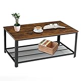 IBUYKE Couchtisch im Industrie-Design, Fernsehtisch Wohnzimmertisch mit engmaschiger Gitterablage, Fernsehschrank mit großer Ablage, Metallgestell, Stabil, Einfach zu Montieren TMJ012H