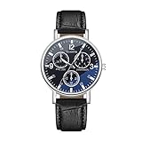 Herrenuhr aus Stahl Automatik Handgelenk Vintage Quarz Mädchen Schifffahrt A13 (schwarz-blau A17-1)