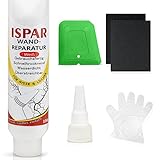 ISPAR Wandreparatur, Spachtelmasse Wand im Set, fertig spachtel weiß innen, Wandfüller Weiß, Wandreparaturpaste mit Schaber - Risse, Löcher und Flecken an der Wand reparieren schnelltrocknend (150G)