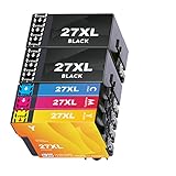 27XL Kompatibel Tintenpatrone als Ersatz für Epson 27 XL für Workforce WF-3620 WF-7710 WF-7620 WF-7715 WF-7720 WF-7610 WF-3640 WF-7210 WF-7110 (2 Schwarz 1 Magenta 1 Cyan 1 Gelb)