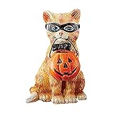 RMBLYfeiye Halloween Steampunk Cogsmiths Katze, Kleine Katze mit Zylinderhut und Mantel, außergewöhnliche Dekofigur - Skulptur Fantasy Figur - Halloween Horror Dek