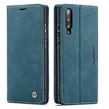 QLTYPRI Hülle für Samsung Galaxy A50, Vintage Dünne Handyhülle mit Kartenfach Geld Slot Ständer PU Ledertasche TPU Bumper Wallet Case Flip Schutzhülle für Samsung Galaxy A30S A50 A50S - B