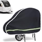 Coverify Anhängerkupplung Abdeckung, Deichselhaube aus 600D Oxford Stoff, Schwarz Universal Deichselabdeckung mit Reflektorbänd für Wohnwagen & Pferdeanhänger / Anhänger mit Antischlingerkupplung