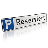 Betriebsausstattung24® Geprägtes Parkplatzschild aus Aluminium in Nummernschildform | Reserviert | KFZ-Kennzeichen | für Ihren Parkplatz & Stellplatz | Originalmaße 52,0 x 11,0