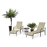 MOBEXPERT XJA305BR Gartenmöbel-Sets, Braun/Weiß-Beig
