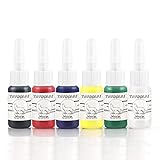 Coscelia 6pc Farben Tatoo Tinten Set 5ml Tätowierung Ink für Tatoo Art Weiß Schwarz Blau Gelb Pigment Dauerhafte Tattoos Ink S