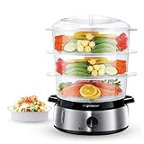 Aigostar Fitfoodie Steel 30INA - Dampfgarer mit Timer (800 W, 9 L) silber/schwarz. EINWEGVERPACKUNG