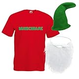 Shirt-Panda Herren T-Shirt · Zwerg mit Wunschname Mütze und Bart Karneval Gruppen Zwerg Kostüm Fasching Verkleidung Personalisiert Unisex Hut Kostüme · Rot (Druck Grün) Mütze & Bart L