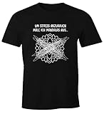 MoonWorks® Herren T-Shirt Um Stress abzubauen Male ich Mandalas aus Spruch lustig Ironie Sarkasmus Fun-Shirt Spruch lustig schwarz XS