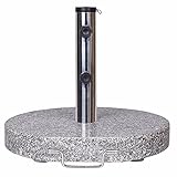 Thanaddo Granit Sonnenschirmständer mit Edelstahlrohr, Schirmhalter Granitschirmständer, Balkonschirmständer 25KG (Rund)