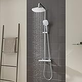CECIPA Duschsystem mit Thermostat Mischer, Duscharmatur Thermostat mit Regendusche und Handbrause, Anti-Verbrühungs-Duschsy