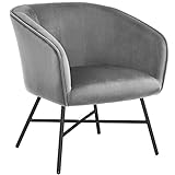 Yaheetech Esszimmerstuhl aus Stoff Retro Design Samt Stuhl mit Rückenlehne Sessel Metallbeine G