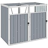 vidaXL Mülltonnenbox für 2 Mülltonnen Klappdeckel Mülltonnenverkleidung Müllbox Müllcontainer Gartenbox Gerätebox Grau 143x81x121cm S