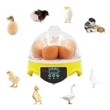 PROBEEALLYU Mini Ei Inkubator Temperatur Automatische Steuerung Inkubator für Eier mit LED Digital Screen Geflügel Brutwerkzeug für Ente Vogel Hühnerei (7 Eier)