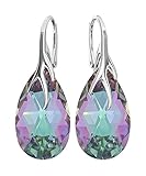 Crystals & Stones *MANDEL* 22 mm *Farben Varianten* Schön 925 Silber Ohrringe Damen Ohrhänger mit Marken Kristalle - Wunderbare Ohrringe mit Geschenkbox BA/39 (Vitrail Light)