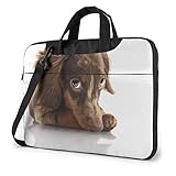 15,6 Zoll stilvolle Laptoptasche, kleine süße braune gefleckte Dackel Welpen Tiere Wildlife Hund Laptoptasche, leichte Laptoptasche mit Schultergurt, für Schularbeit, Bürog