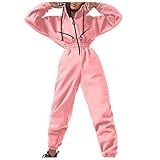 Lomelomme Sportanzug Damen 2 Teiliger Langer Jogginganzug Elegant Freizeitanzug Rundhals Frauen Hausanzug Sportanzug Einfarbig Trainingsanzug