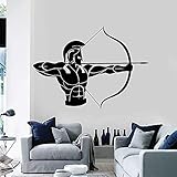 SUPWALS Wandtattoos Retro Wandtattoo Antike Griechenland Krieger Bogenschütze Jagdtür Fenster Vinyl Aufkleber Teenager Schlafzimmer Wohnzimmer Wohnkultur Wandbild 42X30 C