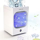 Mobile Mini Klimaanlage für Zimmer mit 4000mAh Akku Klimagerät Mobil Leise Air Cooler 4 in 1 Air Conditioner mit 120° Drehfunktion, Tragbare USB Verdunstungskühler mit Wasserkühlung und LED N