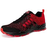 LEKANN 205 Herren Sportschuhe Sneaker Laufschuhe Übergrößen, Schwarz/Rot Gr. 48 EU