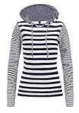 TrendiMax Damen Kapuzenpullover Sweatshirts Gestreift Hoodie Pulli Langarm Pullover 100% Baumw