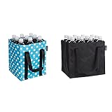 Amazon Basics - Flaschentasche, 9 Fächer, 1,5 l Flaschen, Blau & Flaschentasche, 12 Fächer, 0,75 l Flaschen, Schw