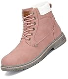 Mishansha Damen Winterschuhe Warm Gefütterte Schneestiefel Herren Stiefel Wasserdicht rutschfeste Winter Boots für Outdoor Pink 40