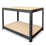 HEMMDAL Werkbank Typ M, anthrazit – 87 x 120 x 60 cm – belastbar bis 375 kg – Stabiler Werktisch/Packtisch aus Metall – Made in EU – schnelle Steckmontag