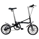 DJYD Erwachsene Falträder, 14-Zoll-Mini-Disc Brake Faltbare Fahrrad, Männer Frauen High-Carbon Stahl Super Compact Verstärkter Rahmen Pendler Fahrrad, Schwarz, Single Speed FDWFN