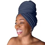 Rosemade 17 einfarbige Frauen Kopf Wrap Haar Schal Turban Soft Stretch Tie African Hijab Headwear Knit Jersey Headwrap (Marineblau)