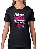 Comedy Shirts - Nicht mein Zirkus, Nicht Meine Affen - Damen T-Shirt - Schwarz/Weiss-Pink Gr. S