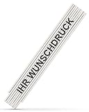 #teamludorf 10x Zollstock mit Wunsch-Text - Glieder-Maßstab mit individueller Bedruckung - Logo & Name Wunsch-Druck - Männer-Geschenk - 2 m - Weiß