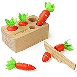 Coogam Holz Karotten Sortierspielzeug, Montessori Farbform Sortierer Schneiden Ernte Matching Game für Kleinkind Feinmotorik, Frühes Lernen Vorschule Pädagogisches Geschenk Spielzeug