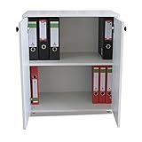 Elean Regal Aktenregal AR 01 Standregal mit Türen Ordnerregal Bücherregal Büroregal Schrank Farbauswahl (Weiß)